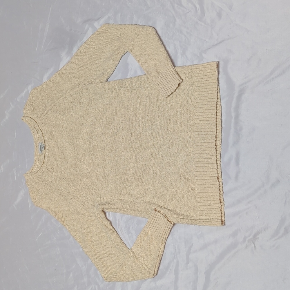 L.L. Bean Cream Popcorn Knit Raglan Tunic Sweater 100% Cotton RUNS SMALL